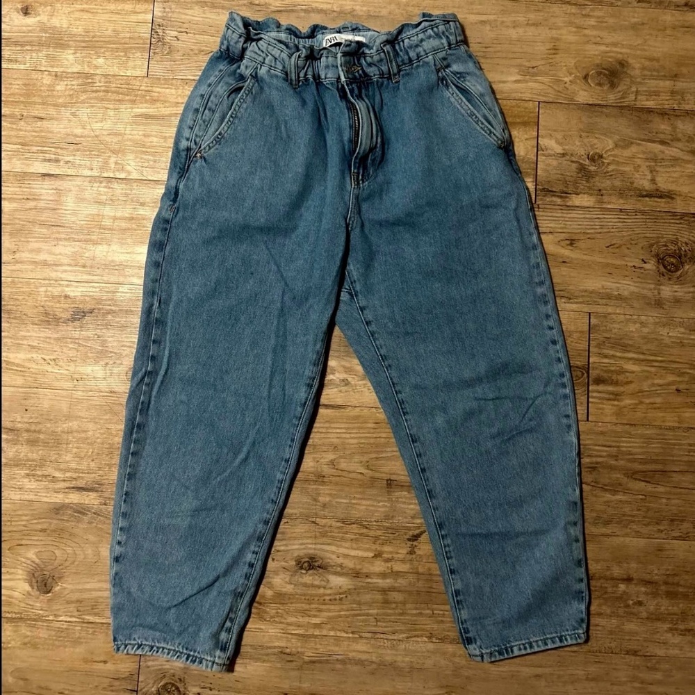 Zara blue paper bag jeans